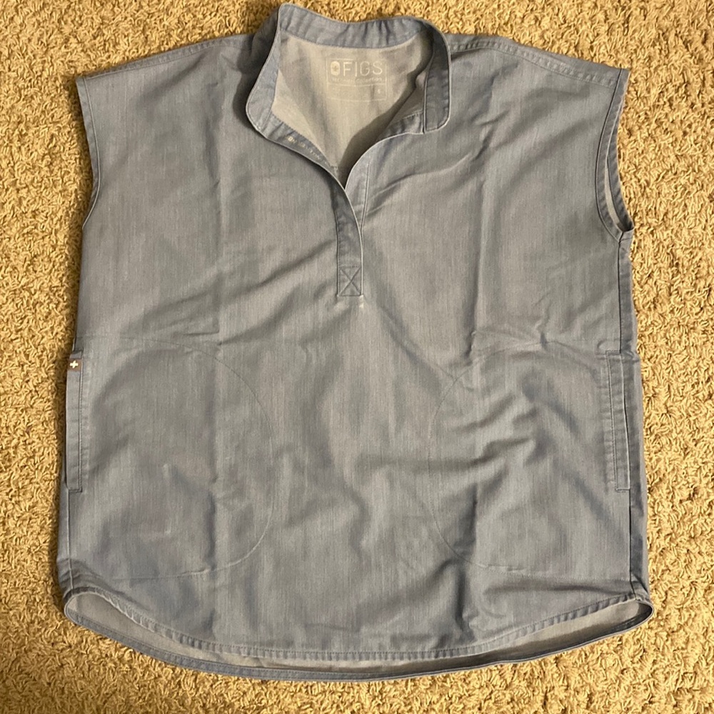 Figs heather indigo denim Rafaela scrub top